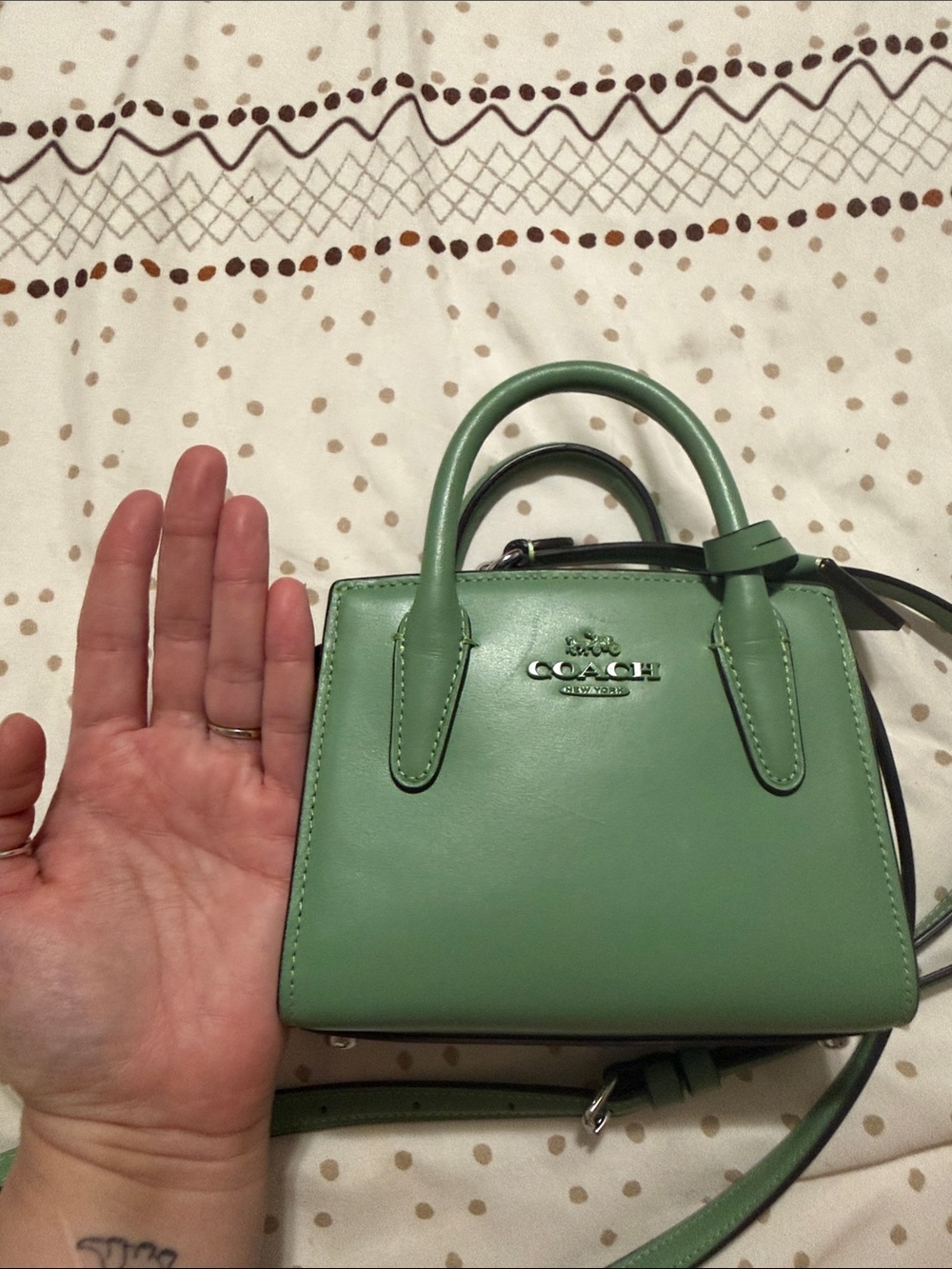 Coach Mini Leather Satchel in Sage - Picture 2 of 5